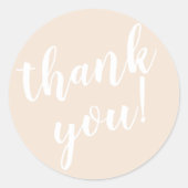 Modern script dank u eenvoudige blush ronde sticker (Voorkant)
