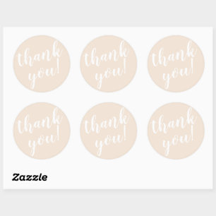 Modern script dank u eenvoudige blush ronde sticker