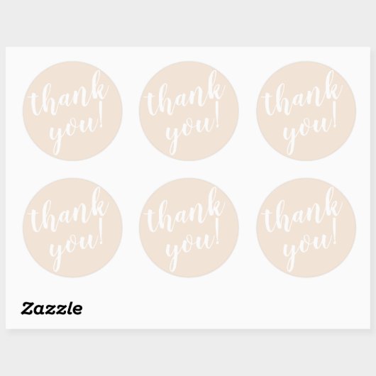 Modern script dank u eenvoudige blush ronde sticker (Vel)