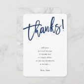 MODERN SCRIPT dank u opmerking marine blauwe inkt Kaart (Voorkant / Achterkant)