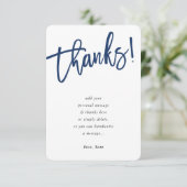 MODERN SCRIPT dank u opmerking marine blauwe inkt Kaart (Staand voorkant)