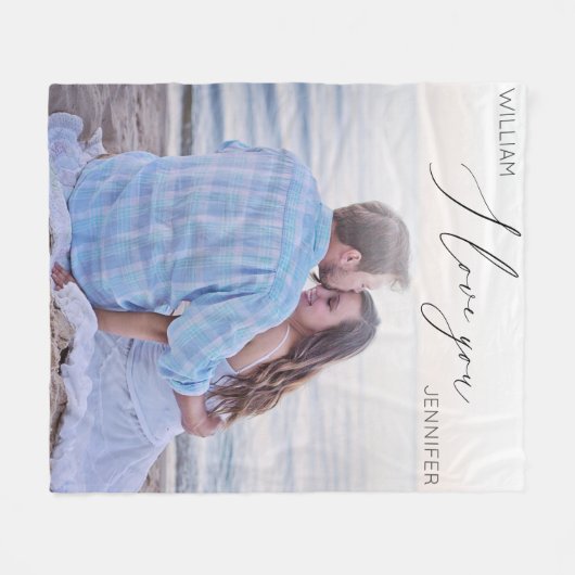 Modern script dat ik van je hou fleece deken (Voorkant (Horizontaal))