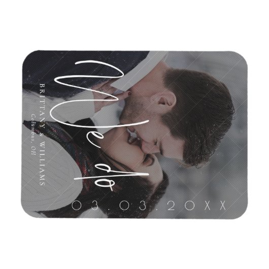 Modern script dat we doen | Romantische foto Save Magneet (Horizontaal)