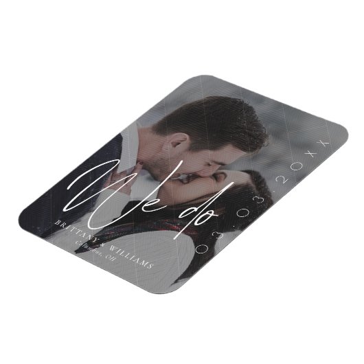 Modern script dat we doen | Romantische foto Save Magneet (Linkerzijde)