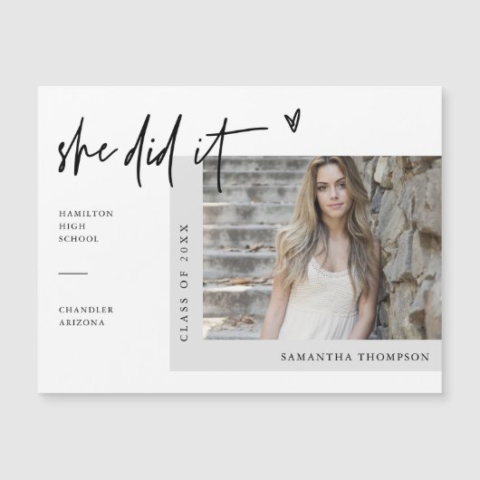 Modern script dat ze het Afstuderen Foto Magnet de (Voorkant)