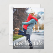 Modern script | De datum-foto opslaan Aankondigingskaart (Voorkant / Achterkant)