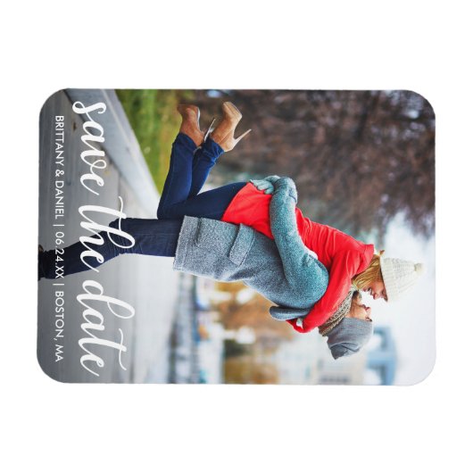 Modern script | De datum-foto opslaan Magneet (Horizontaal)