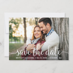 Modern script De datum-fotokaart opslaan Save The Date