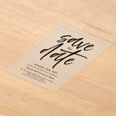 Modern Script De datum opslaan Frosted Acryl Uitnodigingen (Laagn)