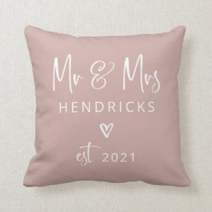Modern script De heer en mevrouw Wedding Earthy Kussen