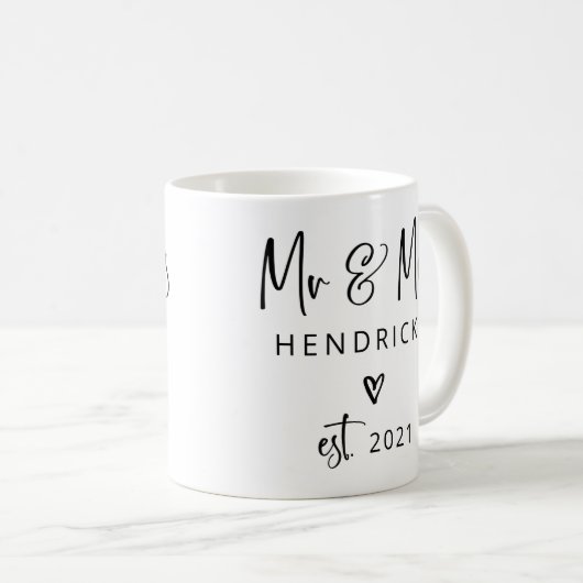 Modern script | De heer en mevrouw Wedding Gevesti Koffiemok (Voorkant rechts)