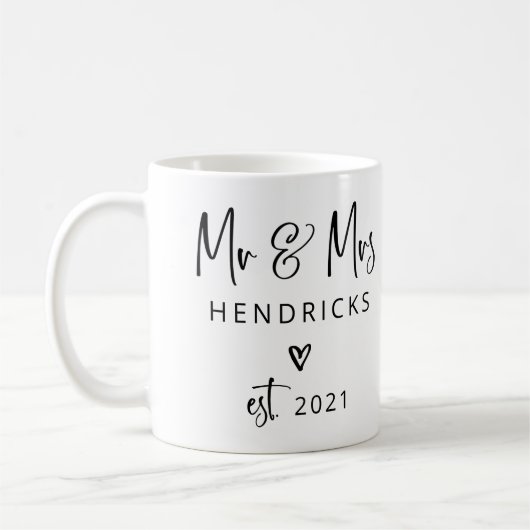 Modern script | De heer en mevrouw Wedding Gevesti Koffiemok (Links)
