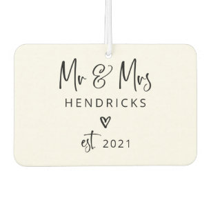 Modern script De heer en mevrouw Wedding Gevesti Luchtverfrisser
