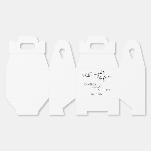 Modern script 'de nacht voor de bruiloft' bedankdoosjes (Ongevouwen)