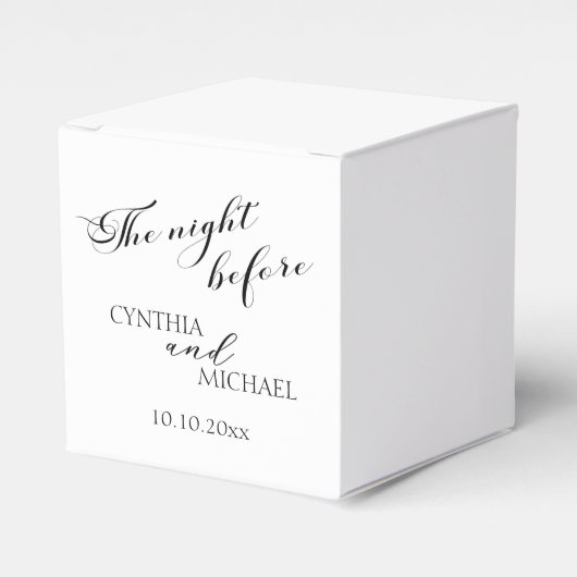 Modern script 'de nacht voor de bruiloft' bedankdoosjes (Voorkant Zijde)