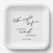 Modern script 'de nacht voor de bruiloft' papieren bordje (Voorkant)