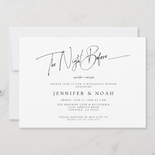 Modern script de nacht voor het repetitief avondet kaart (Voorkant)