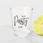 Modern Script De Party Bachelorette Bruidsmeisje   Shot Glas (Voorkant)