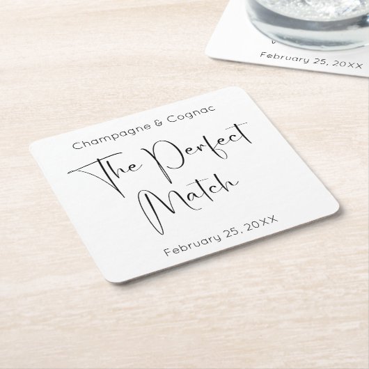 Modern script De perfecte match huwelijksdouche Kartonnen Onderzetters (Schuin)