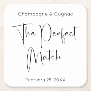 Modern script De perfecte match huwelijksdouche Kartonnen Onderzetters