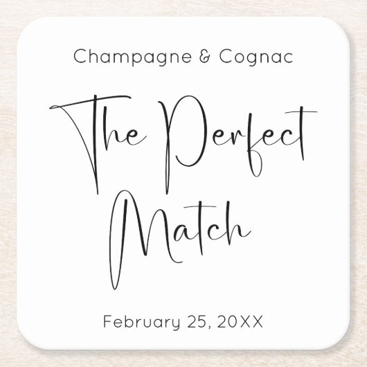 Modern script De perfecte match huwelijksdouche Kartonnen Onderzetters (Voorkant)