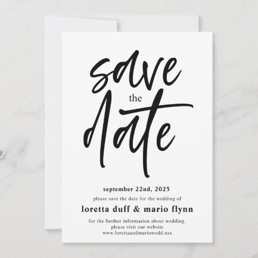 Modern Script De uitnodiging voor de datum opslaan (Voorkant)