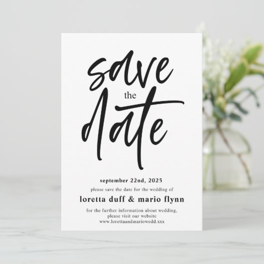 Modern Script De uitnodiging voor de datum opslaan (Staand voorkant)