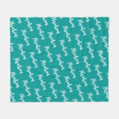 Modern Script Deep Turquoise Custom Herhalende Naa Fleece Deken (Voorkant (Horizontaal))