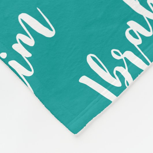 Modern Script Deep Turquoise Custom Herhalende Naa Fleece Deken (Hoek)