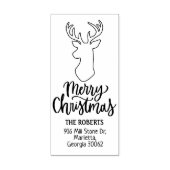 Modern Script Deer Merry Christmas Rubberstempel (Afrduk)