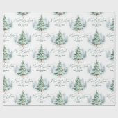 Modern Script Dennengebint Merry Kerstmis Cadeaupapier (Vlak)