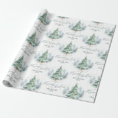 Modern Script Dennengebint Merry Kerstmis Cadeaupapier (Uitgerold)