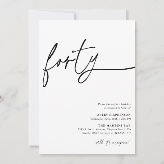 Modern Script Dertigste Verjaardagsfeestje Kaart (Voorkant)