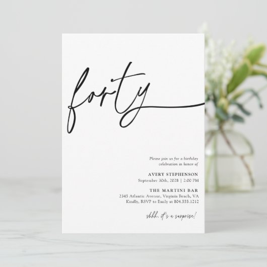 Modern Script Dertigste Verjaardagsfeestje Kaart (Staand voorkant)