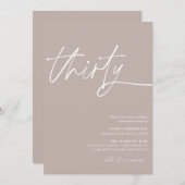 Modern Script Dertigste Verjaardagsfeestuitnodigin Kaart (Voorkant / Achterkant)