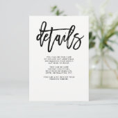 Modern script | Details van de bruiloft Informatiekaartje (Staand voorkant)