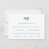 Modern Script Diep Teal | Keuze voor het huwelijks RSVP Kaartje (Achterkant)
