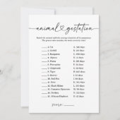 Modern Script Dier Gestation Baby shower Game Kaart (Voorkant)