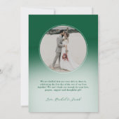 Modern Script Donkergroen 2-foto bruiloft dank u Bedankkaart (Achterkant)