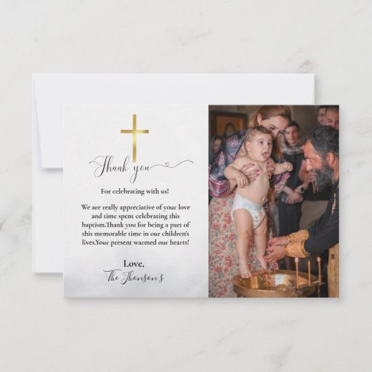 Modern script doop bedankje kaart (Voorkant)