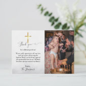 Modern script doop bedankje kaart (Staand voorkant)