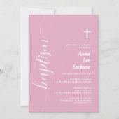 Modern Script Doop Wit Kruis Dusty Pink Kaart (Voorkant)