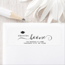 Modern script dophoed afstudeeradres etiket