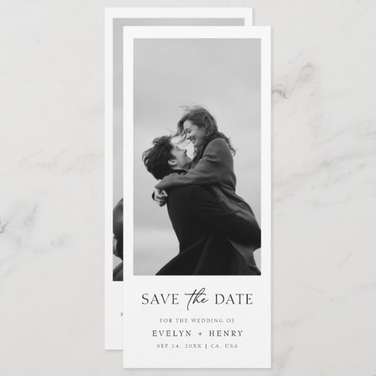 Modern Script Double Sided Bookmark Photo Wedding Save The Date (Voorkant / Achterkant)