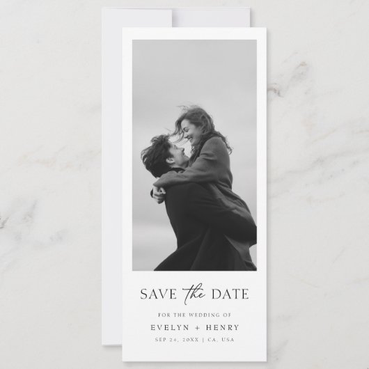 Modern Script Double Sided Bookmark Photo Wedding Save The Date (Voorkant)