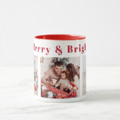 Modern Script Drie Foto Rood Merry & Bright Mok (Midden)