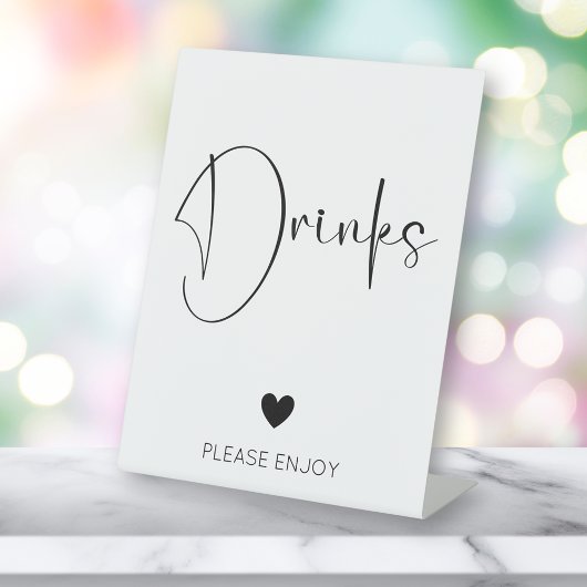 Modern Script Drink Baby shower Reclamebord Met Voetstuk
