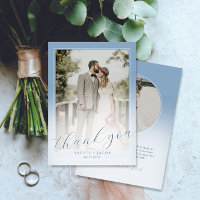 Modern Script Dusty Blue 2-foto bruiloft dank u