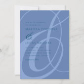 Modern Script Dusty Blue Ampersand Wedding Kaart (Voorkant)