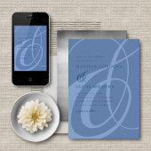 Modern Script Dusty Blue Ampersand Wedding Kaart